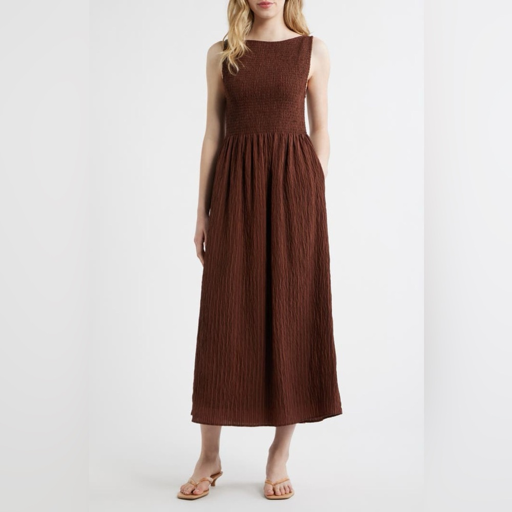 NWT Hill House Home Cosima Dress in Chocolate Seersucker TikTok Fave size L - Picture 4 of 7